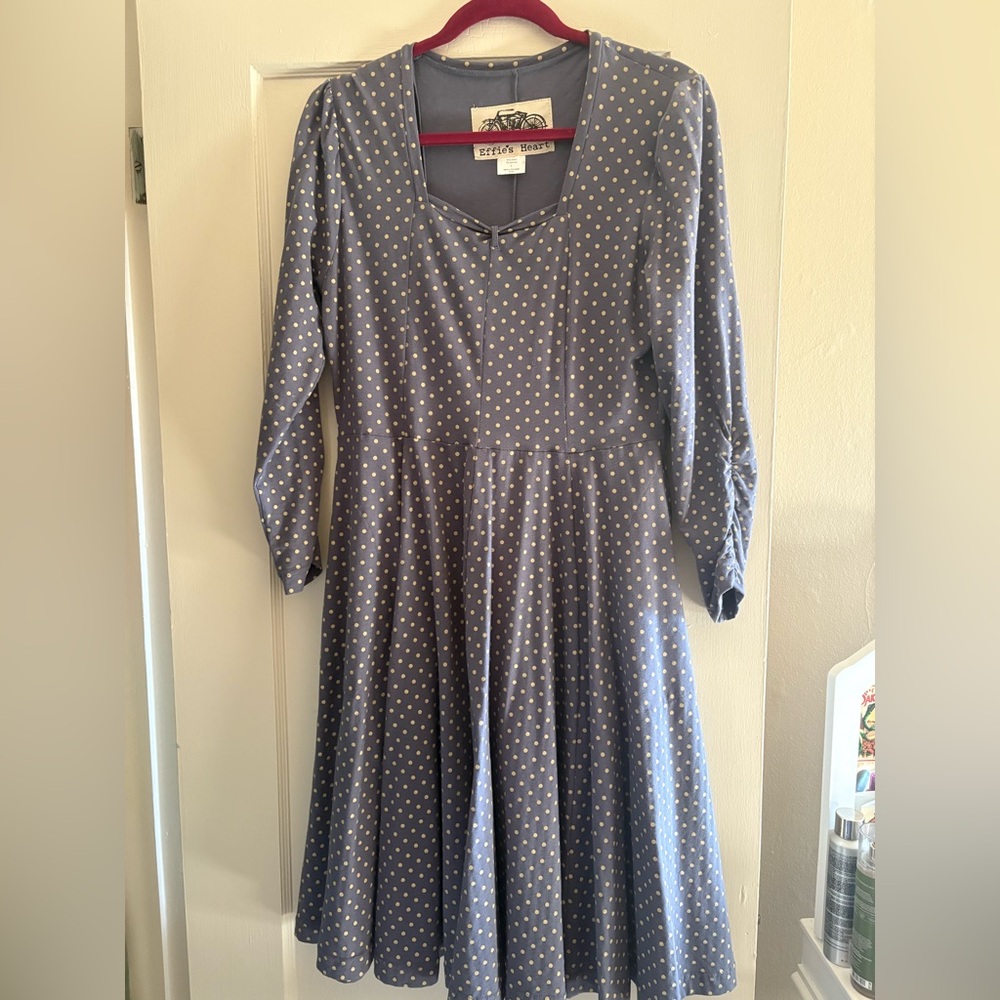 Effie’s Heart Gray Polka Dot Dress